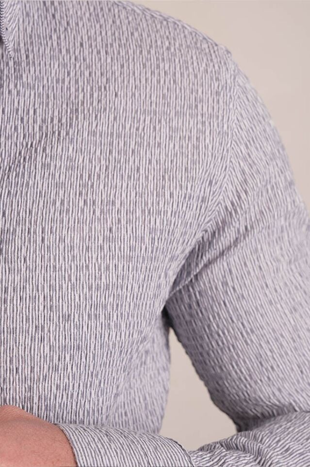 2208 GOFRE KING SLIM SAFARİ KOL GÖMLEK 5705/3 LACİVERT