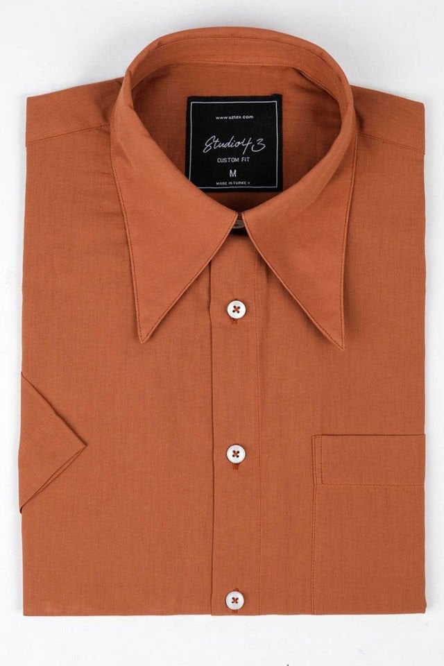 Donnie Wiseguy's Mafioso-style Collar Oversized Shirt w/ Print - Soil