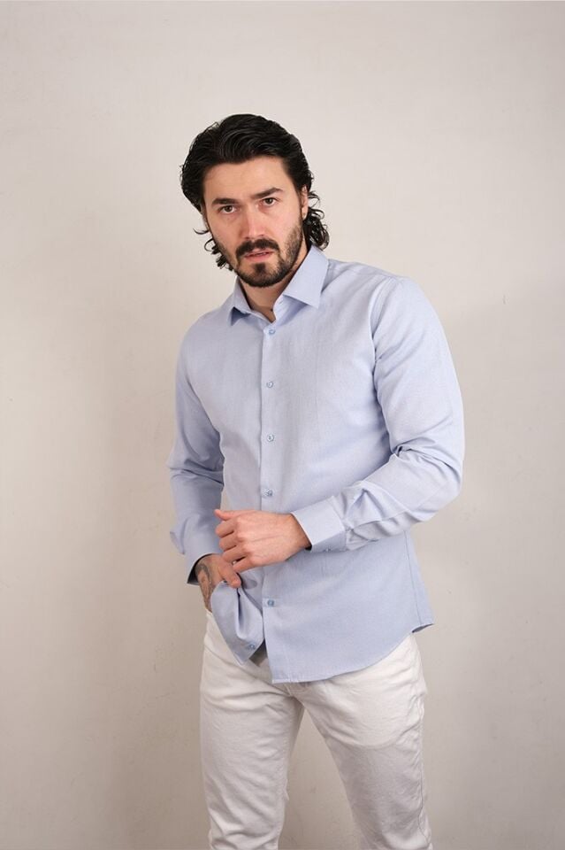 2132 CITY SLIM U/KOL GÖMLEK 2025/6 MAVİ