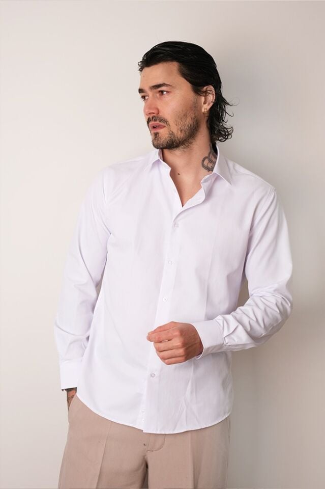 2132 CITY SLIM SOFT SATEN U/K GÖMLEK BEYAZ