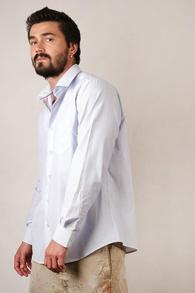 2198 KING KLASIK U/KOL GÖMLEK 83167/1 MAVİ