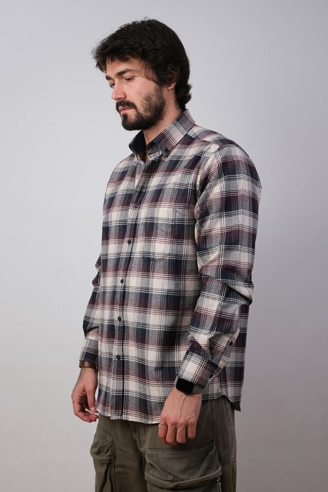 2194 BALIKSIRTI MELANJ EKS U/K GÖMLEK 69/LACİVERT-BORDO