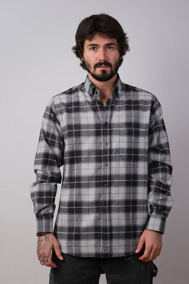 2194 BALIKSIRTI MELANJ EKS U/K GÖMLEK 60/SİYAH