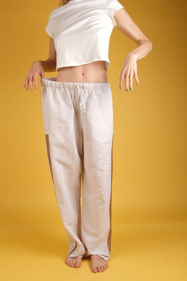 Canary Unisex Linen Beach Pants w/ Side Straps - Raw Flax