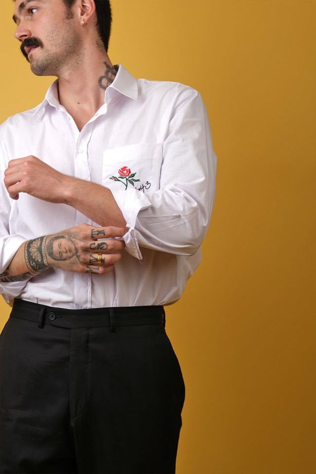 The Classic Unisex Poplin Shirt w/ Signature Embroidery - Shell White