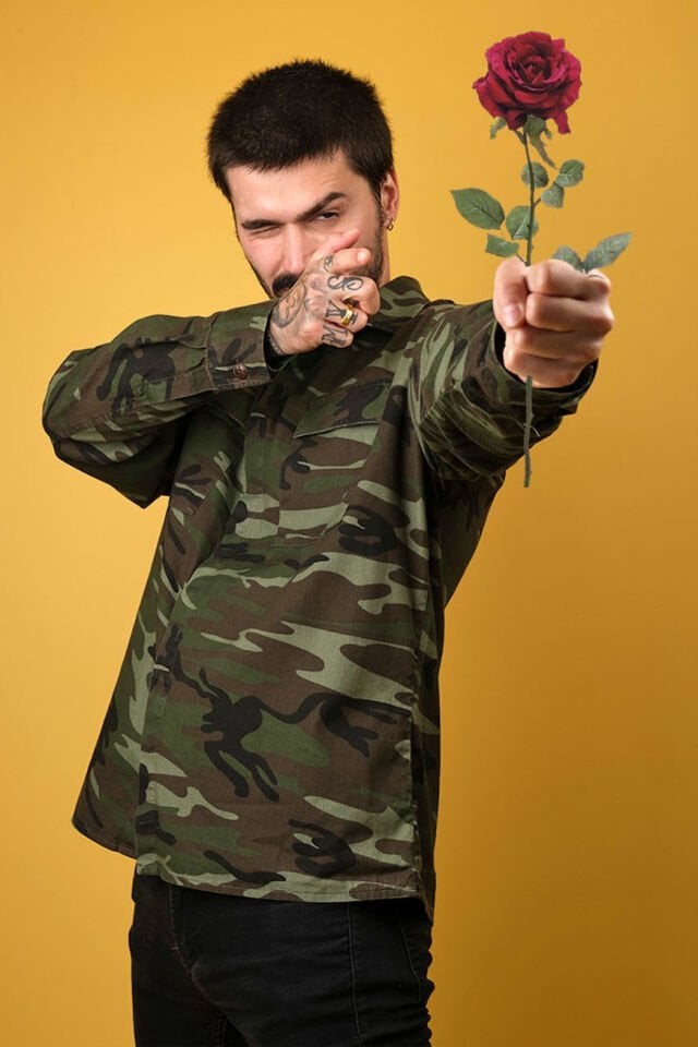 Camo Unisex Limited Edition Oversized Shirt w/ Leather Button & Camouflage Print - Dark Camo