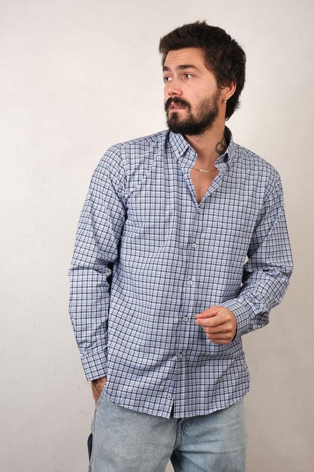 2145 OXFORD EKOSE DÜĞ.YK.U/KOL GÖMLEK 83254/1 MAVİ