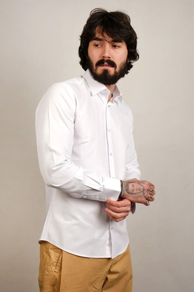 2132 CITY SLIM U/K GÖMLEK 1/BEYAZ