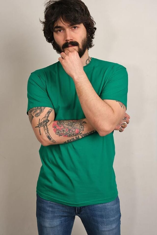 510 BASIC O YAKA T-SHIRT B.YESIL