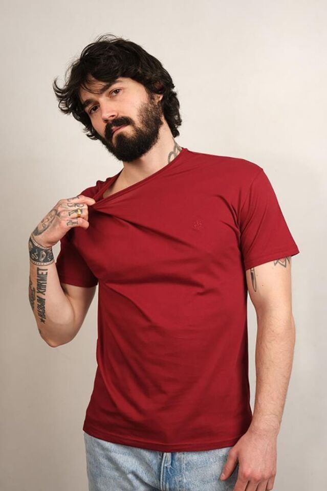 510 BASIC O YAKA T-SHIRT BORDO