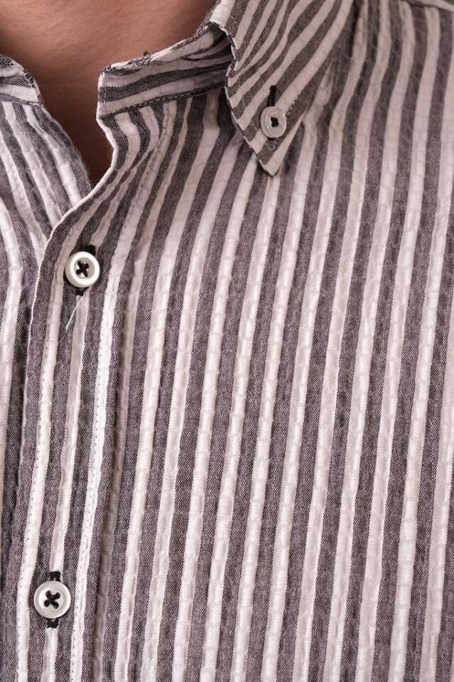 2208 GOFRE KING SLIM SAFARİ KOL GÖMLEK 57003/4 SİYAH