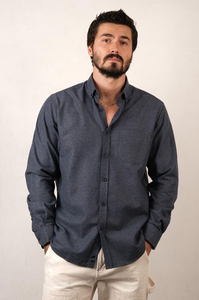 2196 MELANJ DİMİ KLS U/K GÖMLEK İNDİGO