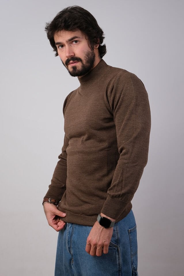 DÜZ BASIC YARIM BALIKÇI CAMEL TRİKO