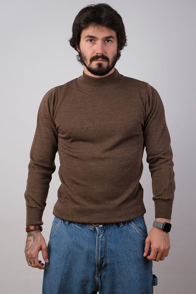 DÜZ BASIC YARIM BALIKÇI CAMEL TRİKO