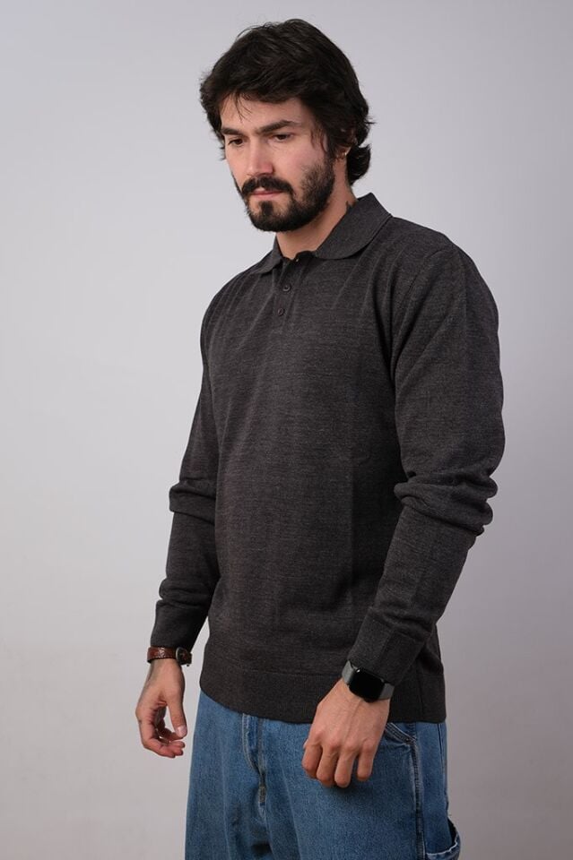 DÜZ BASIC DÜĞ. POLO ERKEK KAZAK ANTRASIT