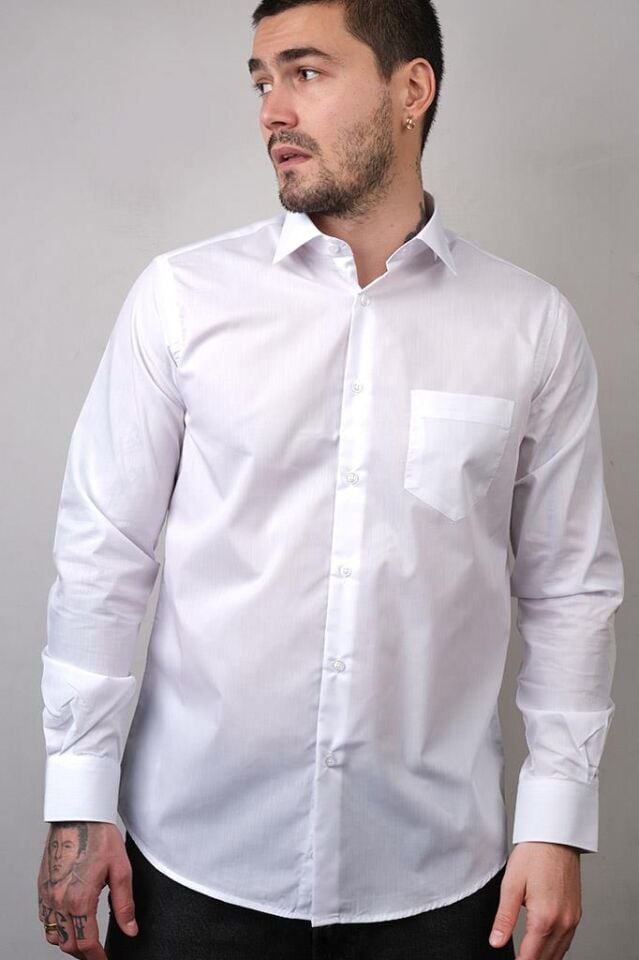 1141 DACRON KLASİK UZUN KOL ERKEK GÖMLEK BEYAZ