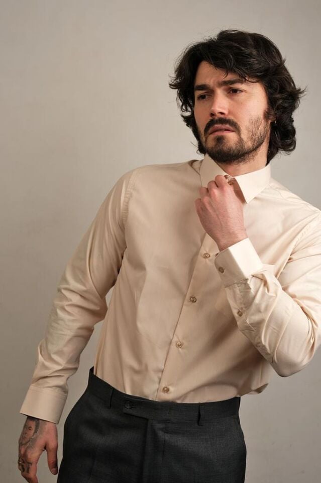 1141 DACRON KLASİK UZUN KOL ERKEK GÖMLEK 1047/BEJ