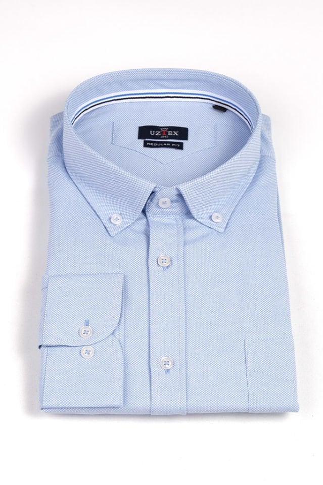 2207 GOLD OXFORD DÜĞME YAKA BÜYÜK BEDEN MAVİ GÖMLEK