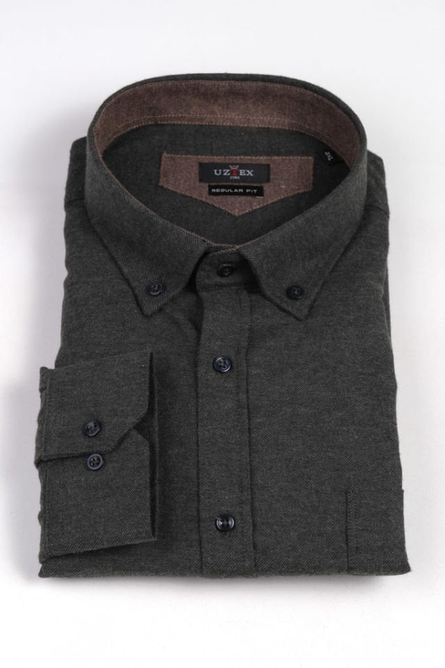 2197 MELANJ DİMİ BÜYÜK BEDEN KIŞLIK İNDİGO GÖMLEK