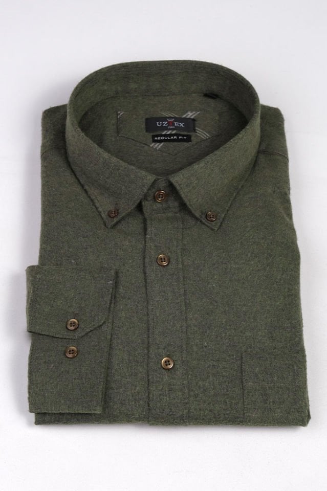 2153 MELANJ DİMİ BÜYÜK BEDEN KIŞLIK HAKİ GÖMLEK